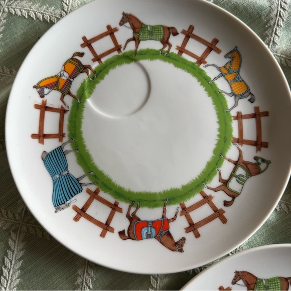 Sigma Paddock Taste Seller 602 Colorful Horse-Themed Cups & Saucers Set of 3 - Picture 10 of 13
